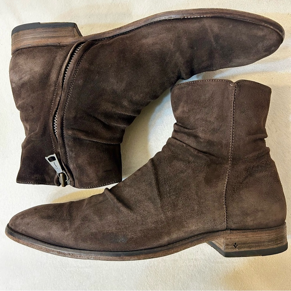 John Varvatos Men’s Morrison Sharpei Dark Brown Lamb Leather Boots Size 9.5 - Picture 9 of 16